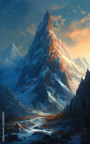 Snow mountain scenery,created with generative ai tecnology.