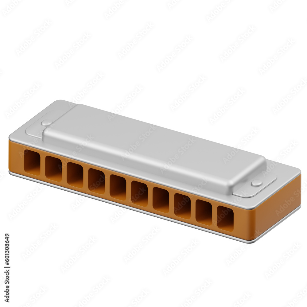 Harmonica Musical Instrument 3D Icon Harmonica Musical Instrument 3D Icon