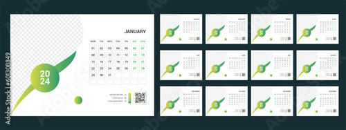 Calendar 2024 planner corporate template design set. Week starts on Monday.template for annual calendar 2024