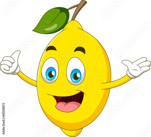 Cute lemon mascot cartoon smiling. Cartoon mascot illustration