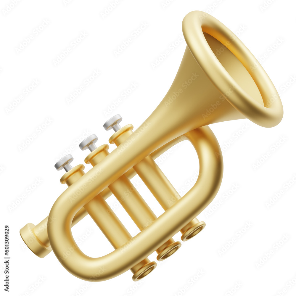 Obraz premium Trumpet Musical Instrument 3D Icon