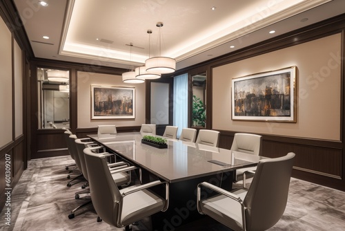 luxury meeting room  with high-end furnishing and amenities  for fortune 500 company  created with generative ai