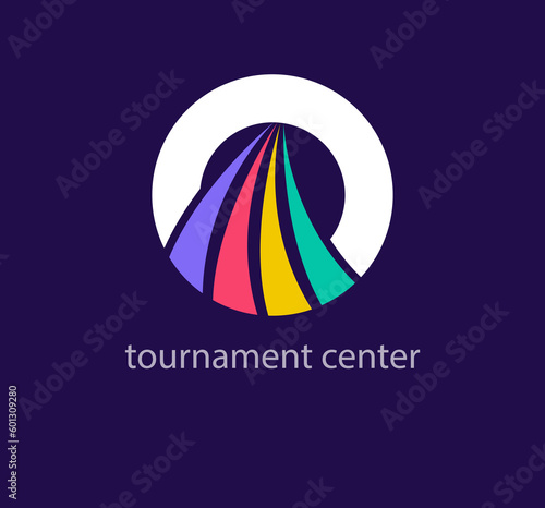 Creative tournament center logo. Unique color transitions. Competition trend line logo template. vector.