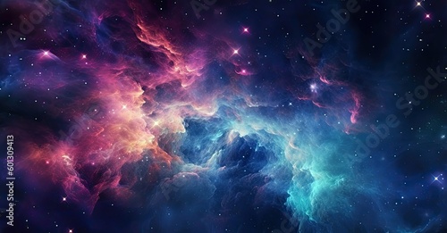 Wallpaper Mural Illustration depicting space with beautiful stars in shades of blue and pink. Generative AI Torontodigital.ca