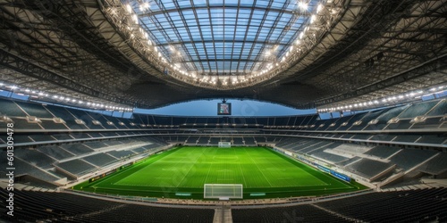 Large professional football stadium. Beautiful illustration picture. Generative AI