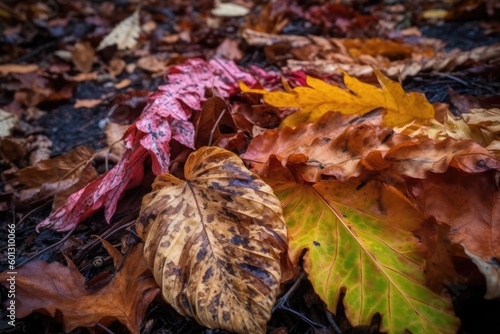 Wallpaper Mural macro shot of fallen leaves variety, with different colors and shapes, created with generative ai Torontodigital.ca