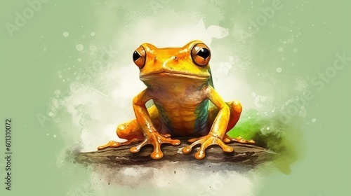 Oil painting frog logo. Beautiful illustration picture. Generative AI