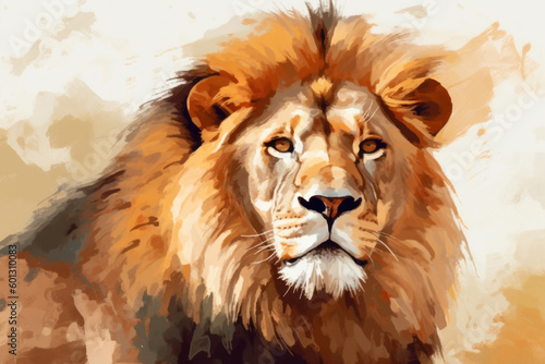Oil painting style lion. Beautiful illustration picture. Generative AI