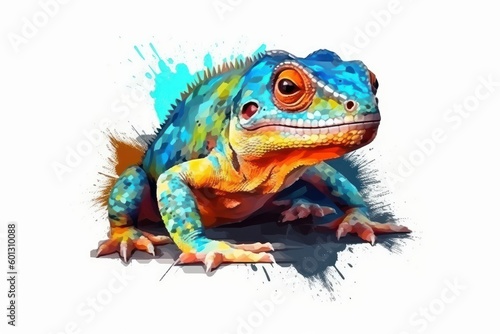 Fotografiet Oil painting style lizard logo