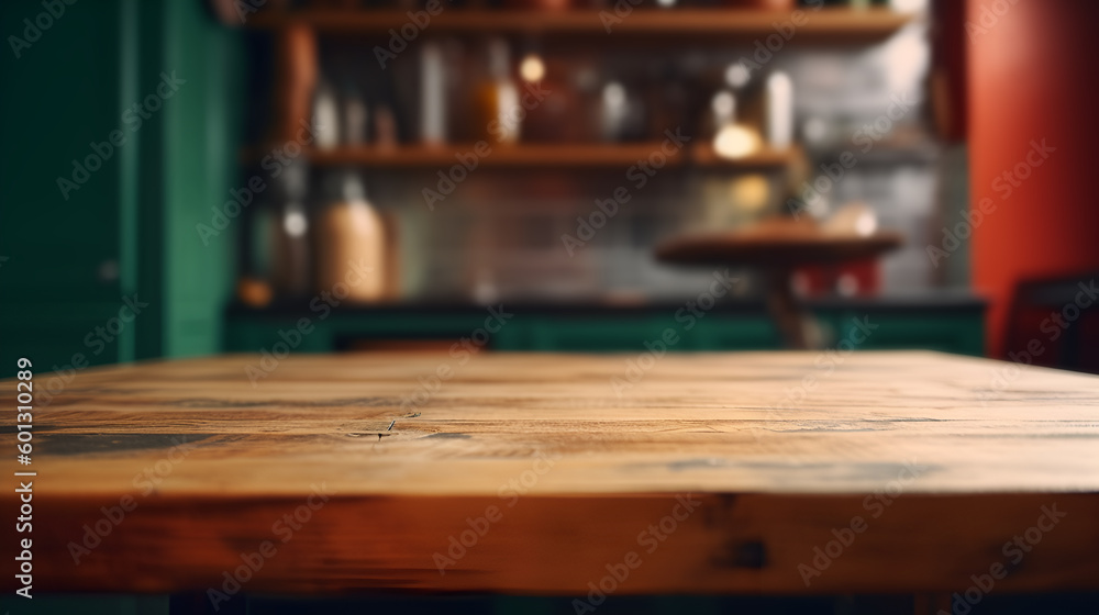 Table in the kitchen, empty table for product images | AI generated Table in the kitchen, empty table for product images | AI generated