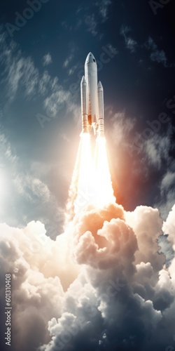 Epic Space Rocket Launch into the Universe generative ai illustration  © Ecleposs