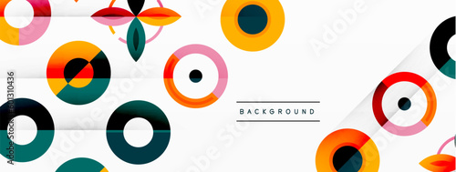 Colorful circles in a grid composition abstract background. Design for wallpaper, banner, background, landing page, wall art, invitation, prints, posters