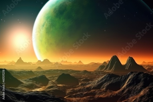 Spectacular View of an Alien Planet in Space generative ai illustration © Ecleposs