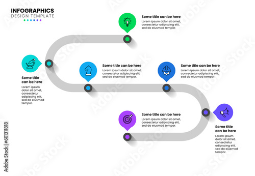 Infographic template. Timeline with 6 steps and icons