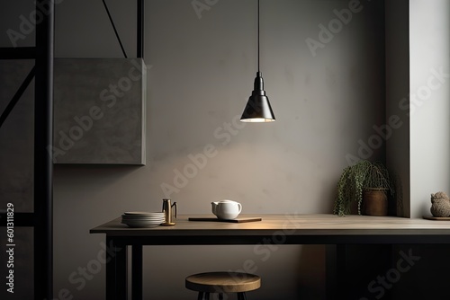 a minimalist lighting fixture with a single lamp and sleek design, created with generative ai