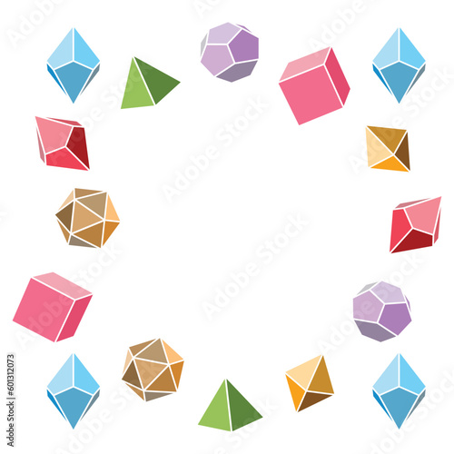Multicolored dice frame in square shape, vector