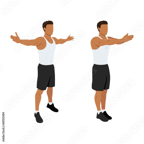 Man doing Seal Jacks. Sport exersice. Flat vector illustration isolated on white background