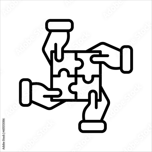 Simple solutions concept, compatibility line icon, assemble puzzle pieces, solving problem. vector illustration on white background