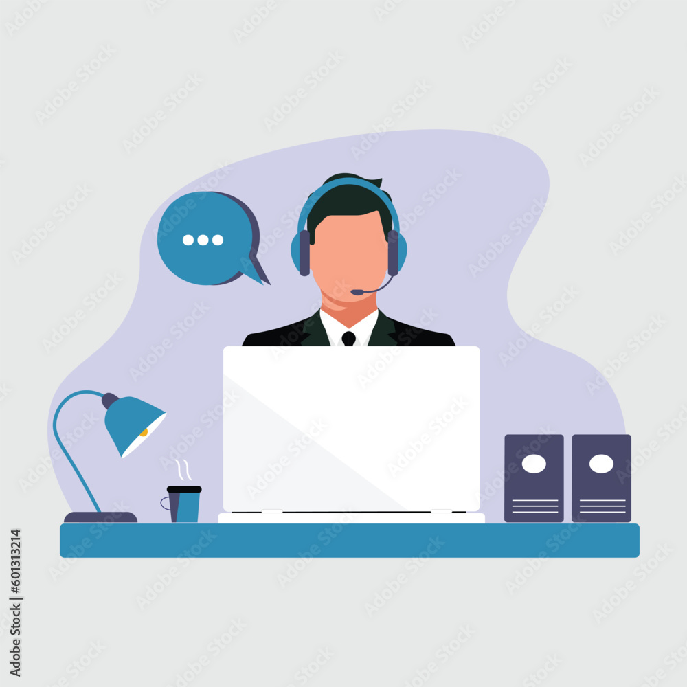 Virtual assistance service icon. Man customer support vector illustration. Virtual assistance service icon. Man customer support vector illustration.