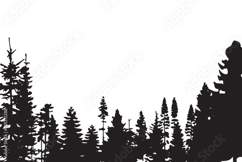 Vector collection of black pine trees on white background