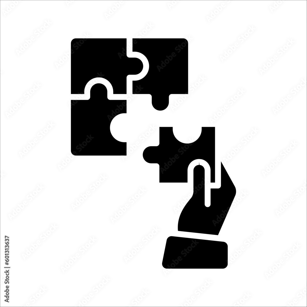 Simple solutions concept, compatibility line icon, assemble puzzle pieces, solving problem. vector illustration on white background