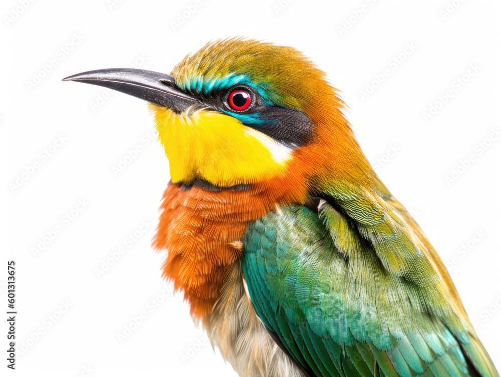 Obraz premium Closeup shot of a beautiful bee-eater bird isolated on a white background