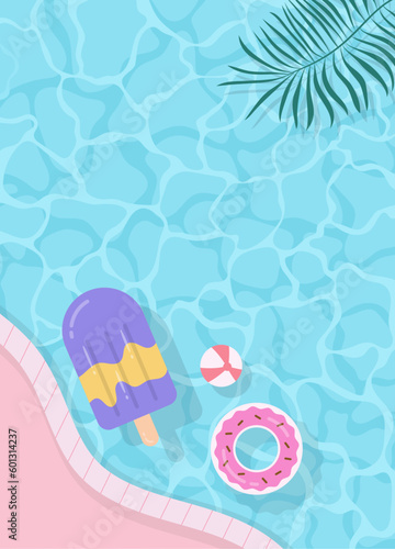 Flat design of summer pool background illustration