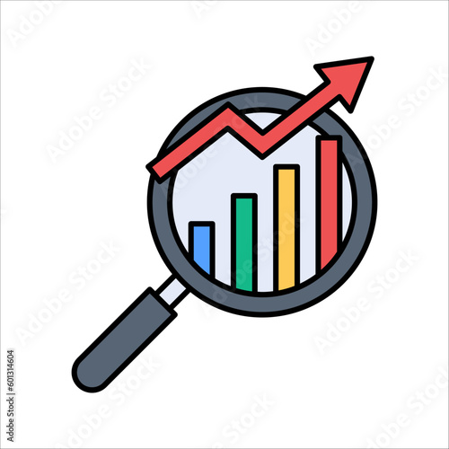 Searching charts line icon, Marketing Research icon, vector illustration on white background