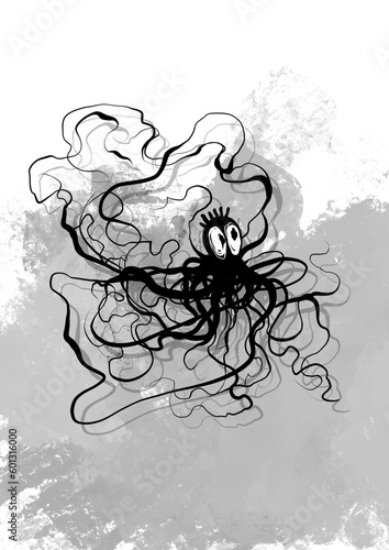 Photos Black nightmare incubus illustration on white background