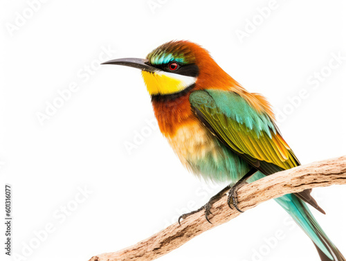 Closeup shot of a beautiful bee-eater bird isolated on a white background
