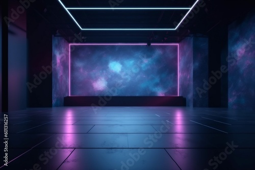 room space pink neon abstract fog background rays smoke light blue. Generative AI.