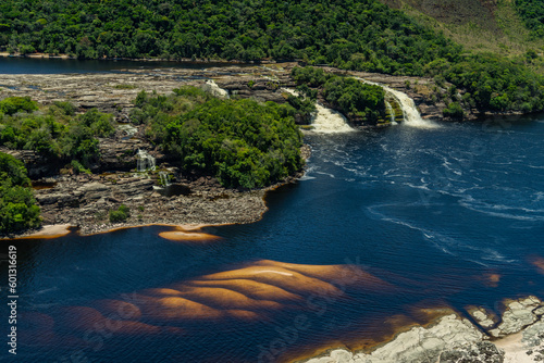 Hacha waterfall in the lagoon of the Canaima national park before the storm - Venezuela  Latin America