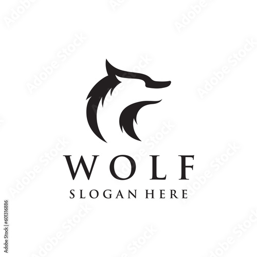 Night wolf abstract Logo template design simple isolated background.Vector illustration.