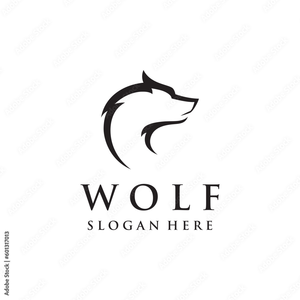 Obraz premium Night wolf abstract Logo template design simple isolated background.Vector illustration.