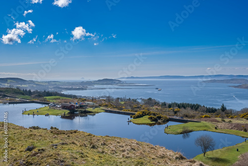 Canvas Print Looking down the clyde estuary over to Arran or over to Hunterston and Ailsa Cra