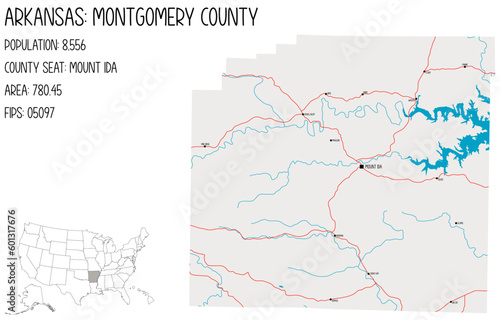 Large and detailed map of Montgomery County in Arkansas  USA.