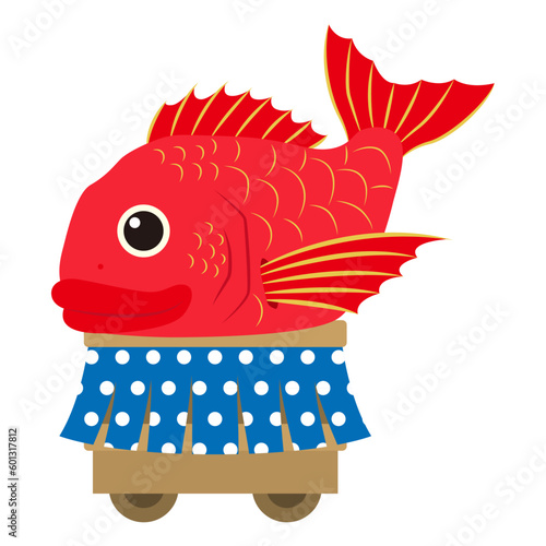 唐津くんちの鯛の曳山のイラスト