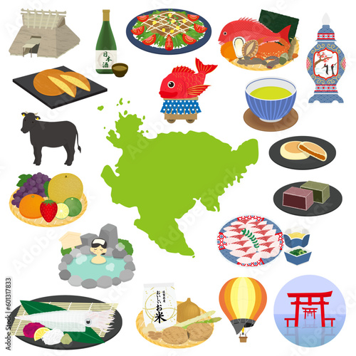 佐賀県の名物のイラストセット