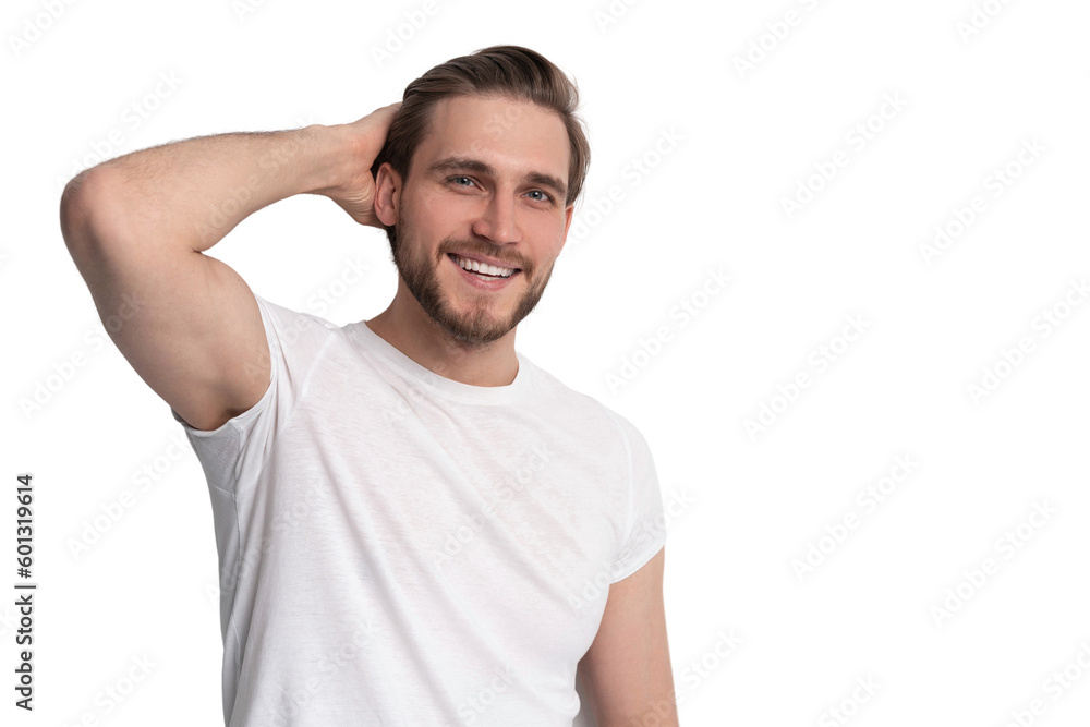 Portrait of a smart young man standing against transparent background Portrait of a smart young man standing against transparent background