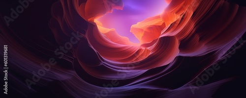 Antelope Canyon at night with a starry sky. Generative AI
