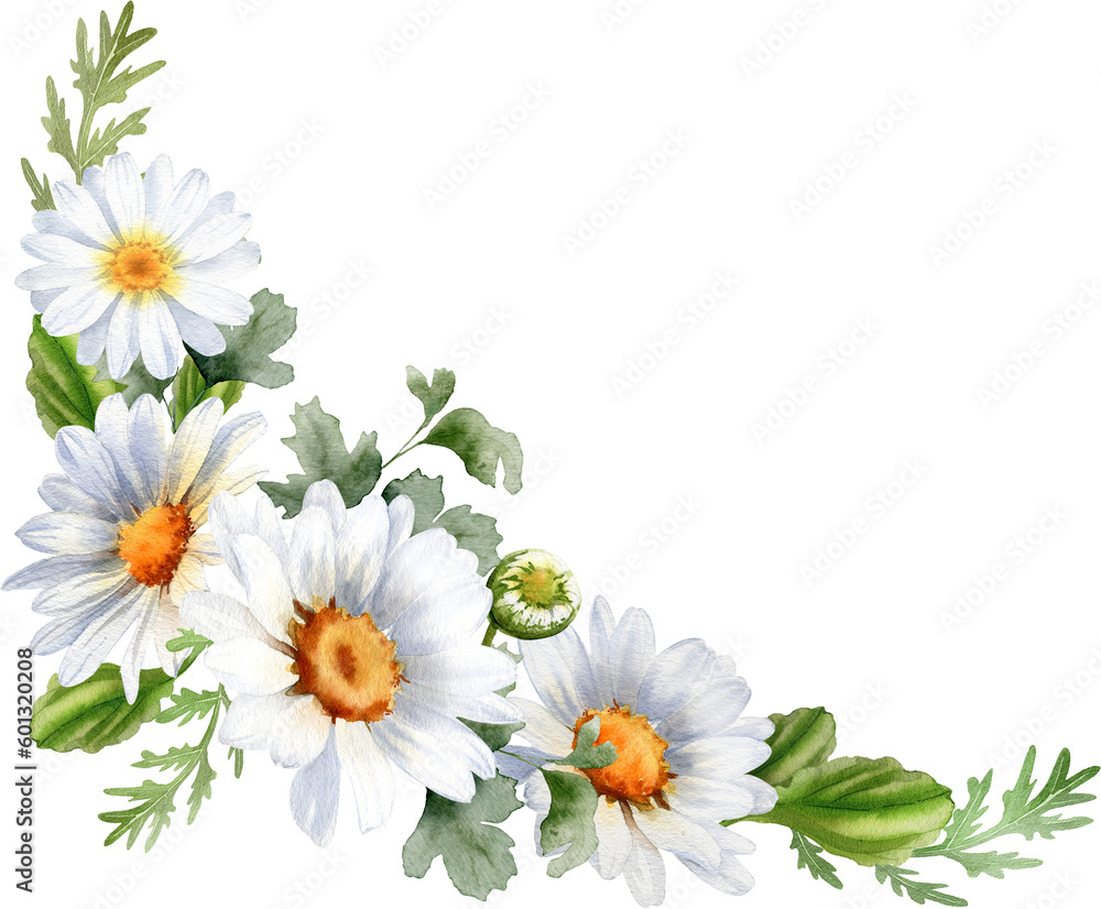 daisy flower corner border clip art