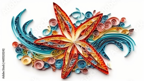 multi-dimensional origami quilling style illustration, paper quilling style, origami art, generative AI © origami art