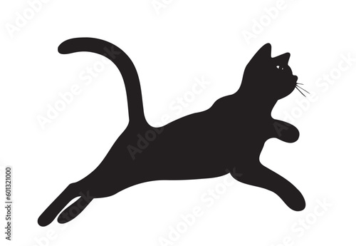 Jumping and Playing Cat Tattoo Silhouette Art in Scalable Vector Format, Perfect for Digital and Print Designs
