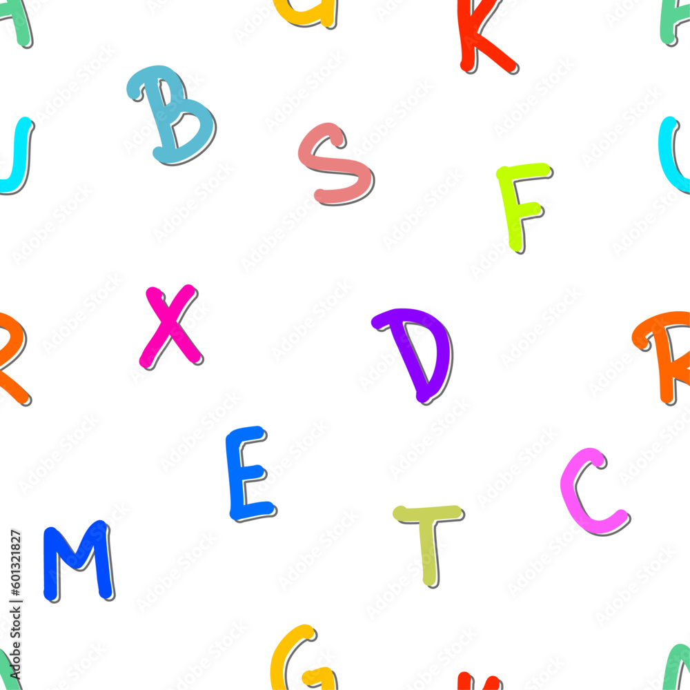 Seamless pattern with hand-drawn letters as a theme Seamless pattern with hand-drawn letters as a theme