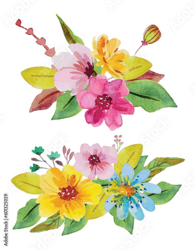 bouquet watercolor flower hand draw clipart