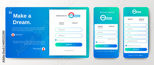 Set of Sign Up and Sign In forms for web and mobile.Registration and login forms page. Professional web design, full set of elements. User-friendly design materials