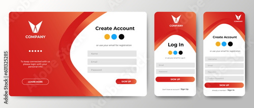 Set of Sign Up and Sign In forms for web and mobile.Registration and login forms page. Professional web design, full set of elements. User-friendly design materials