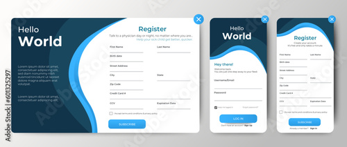 Set of Sign Up and Sign In forms for web and mobile.Registration and login forms page. Professional web design, full set of elements. User-friendly design materials