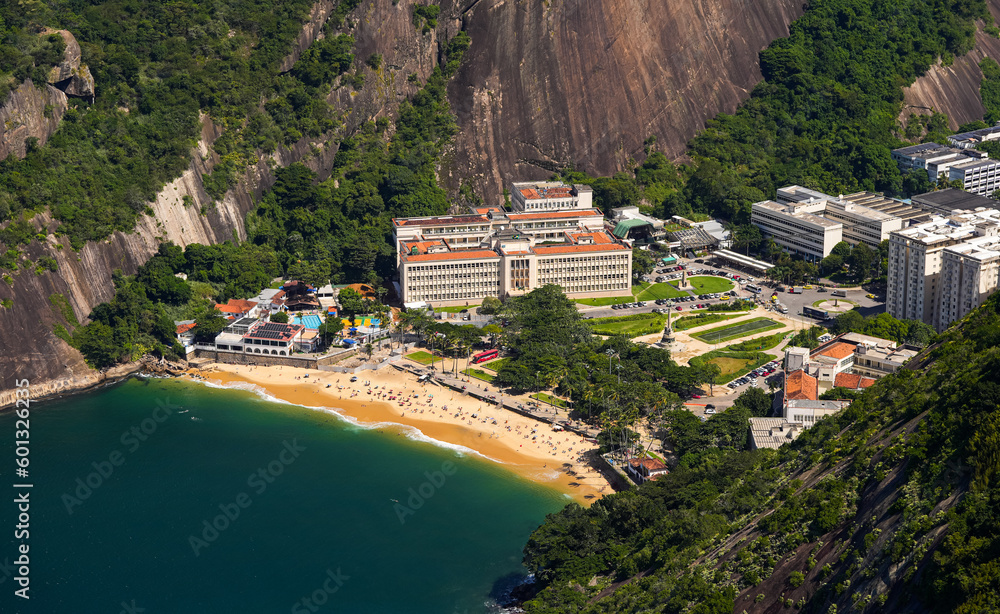 Beaches of Rio de Janeiro. Aerial view of some amazing beach resorts at Atlantic Ocean shore, landscapes of Rio de Janeiro, Brazil.