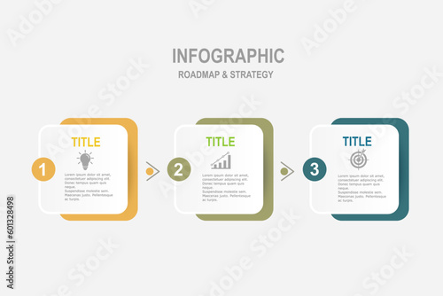 Multi color infographic elements design template, business concept with 3 steps  , minimal rectangle shapes for workflow layout, diagram, annual report, web design.Creative banner, label vector